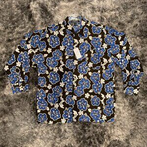 YAGO AUTHENTIC PRODUCTS Blue-Black Hawaiian/Aloha Print XXL Long Sleeve -NWT-